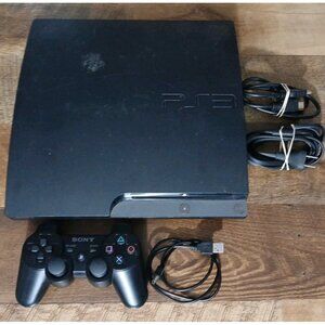 PlayStation 3 PS3 Slim Console With Cables & Controller - Tested